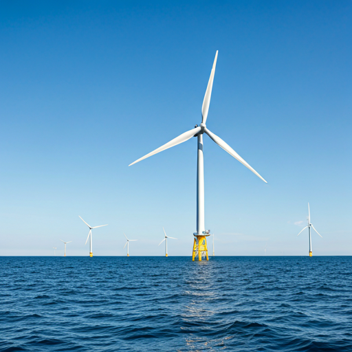 Offshore wind turbines in the sea
